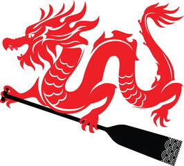 Dragon holding the Oar, Dragon boat racing vector illustration