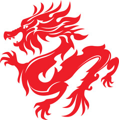 Dragon vector illustration in red