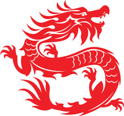 Dragon vector illustration in red