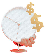 Time is money png sticker, hand holding clock business remix, transparent background