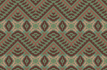 Knit Ikat Pattern Sareefolk Embroidery, Aztec Geometric Ornament Print. Design for Carpet, Wallpaper, Clothing, Wrapping, Fabric
