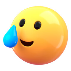 Smiling face with tear 3D png emoticon sticker, transparent background