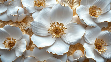 Porcelain flowers. Porcelain. The flowers are white with gold porcelain. floral spring landscapes, a blooming branch. White background for copying. Banner for advertising,wedding design. 
