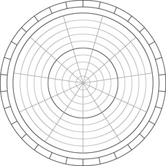 Obraz premium Vector wheel of life analysis diagram infographic, coaching tool. Round diagram with concentric circles from eleven sectors