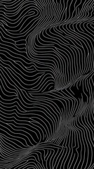Obraz premium Abstract black and white wavy lines creating a fluid pattern.
