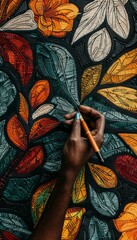 Colorful, Vibrant Hispanic Heritage Month Mural with Artists Hand, Representing Culture and Art