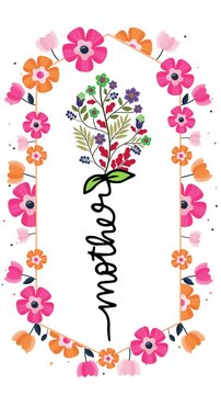 Story Size Vertical Animation for Mother's Day Greetings with , Flowers. Suitable for celebrating Mother's Day . 4K Resolution Footage