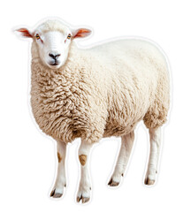 Fototapeta premium White sheep standing on a black background. Animal, farm, wool, livestock, domestic animal, nature