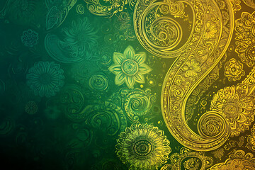 Traditional Diwali background with intricate paisley patterns in gold and maroon