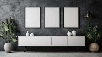 Modern Interior Design with Blank Canvas and White Furniture