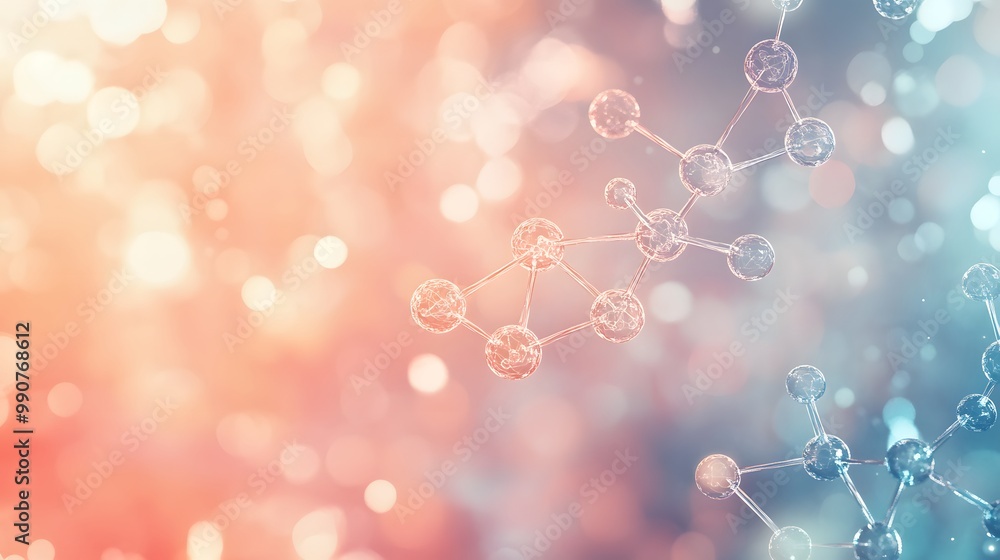 Poster molecular structure with bokeh background