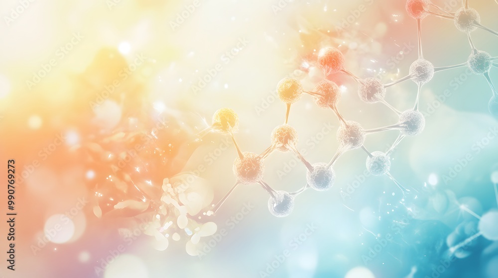 Aufkleber abstract 3d render of a molecular structure with bokeh background