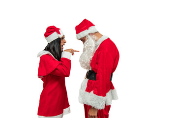 Couple Dressed as Santa Claus Engaged in a Heated Argument While Yelling at Each Other