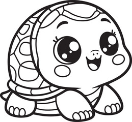 Turtle outline or line art silhouette vector