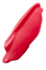 Smear of red purple lip gloss or nail art material isolated on white background