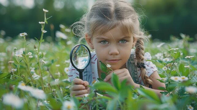A girl with a magnifying glass reminds everyone that every day in nature can be an unforgettable experience
