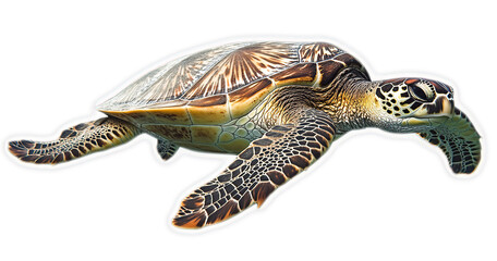 Fototapeta premium Green sea turtle swimming in the ocean, underwater photography