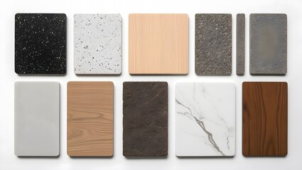 Fototapeta premium Texture Samples: Wood, Stone, Marble, and Concrete