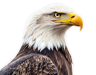 Obraz premium Close up portrait of an American Bald Eagle with sharp eyes and a powerful beak.