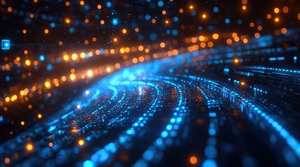 Obraz premium A data technology background showcasing blue tech signals against a dark backdrop, highlighting digital communication themes.