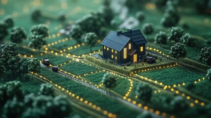 Obraz premium A depiction of smart farming technology using AI, illustrating modern agricultural practices within a futuristic context.