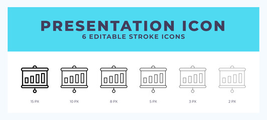 Presentation icon. Editable stroke line icon vector illustration.