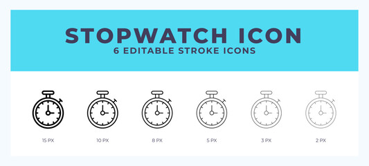 Stopwatch lineal icon symbol vector. Black outline for web. App. Presentation and more.