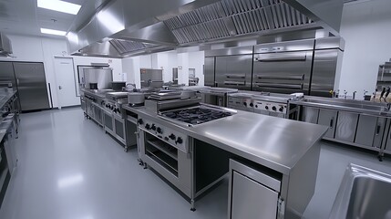 Modern Minimalist Kitchen Room with Wooden Table, luxurious Interior Design, Furniture with Background