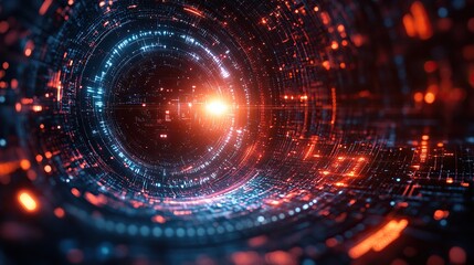 Obraz premium A digital background suited for technological operations, featuring AI, neural networks, and encrypted data transmission with scientific research elements.