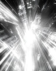 A dynamic burst of light and energy radiating outward in a striking visual effect.