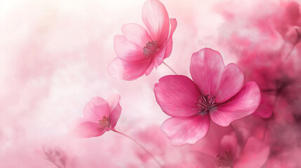Fototapeta premium Soft Spring Scene Featuring Flowers with Ample Copy Space