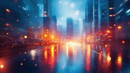 A digital future and technology concept featuring blurry bokeh lines, illustrating modern innovation in virtual environments.