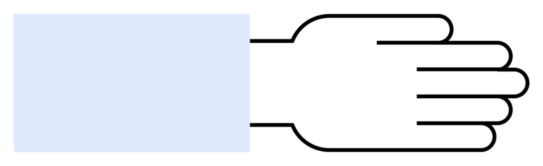 Simplified design of an extended hand with arm. Minimalist, flat style. Ideal for healthcare, community aid, teamwork, support, volunteerism. Represents collaboration and assistance in clear, clean li