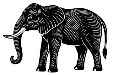 Vintage elephant animal silhouette vector illustration on white background