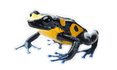 Obraz premium Poison Dart Frog with Yellow and Black Stripes, Close up Portrait