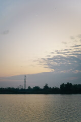 beautiful dawn sky around the lake