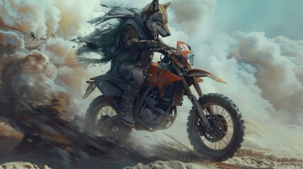 wolf, dirtbike, adventure, fantasy, action, energy, speed, extreme, sports, chase, motion, dust, thrill, wild, bike, trail, reckless, ride, adrenaline, chase, bold, animal, racing, dynamic, power, dan