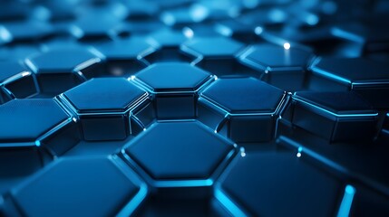 Abstract Blue Hexagon Pattern with Glowing Edges