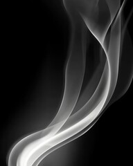 Obraz premium A graceful swirl of white smoke against a black background, creating an abstract visual effect.