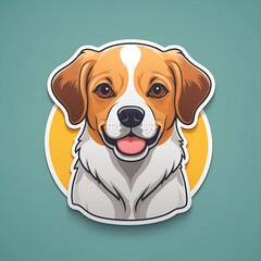 Cheerful dog portrait illustration with a happy expression against a yellow background