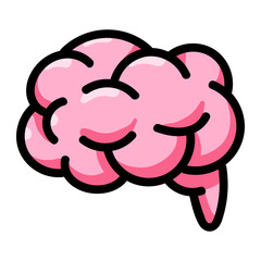 Pink human brain icon png, transparent background