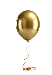 Balloon, gold, metallic, shiny, reflective, round, spherical, inflated, celebration, party, festive, luxury, elegant, glossy, helium, floating, string, ribbon, golden, bright, luminous, 3D, realistic,