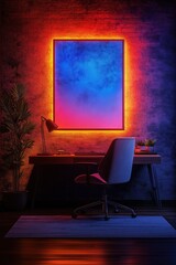 Contemporary Gaming Room Mockup with Colorful Photo Frame on Vibrant Wall and Stylish Decor