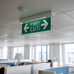 fire exit sign board in office