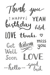 Png beautiful art word stickers transparent collection