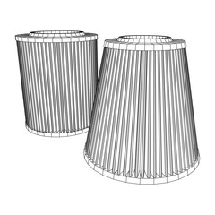 Car engine air filter. Auto spare part. Car care service maintenance. Wireframe low poly mesh vector illustration.