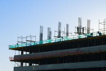 Obraz premium building construction site against blue sky.