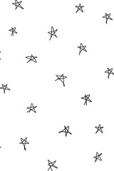 Star pattern png, transparent background, black doodle design