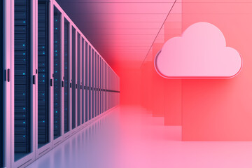 Obraz premium Cloud storage infrastructure with active redundancy systems, securing data through multiple backups