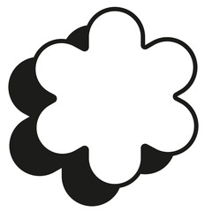 Flower shape png frame, retro design, transparent background